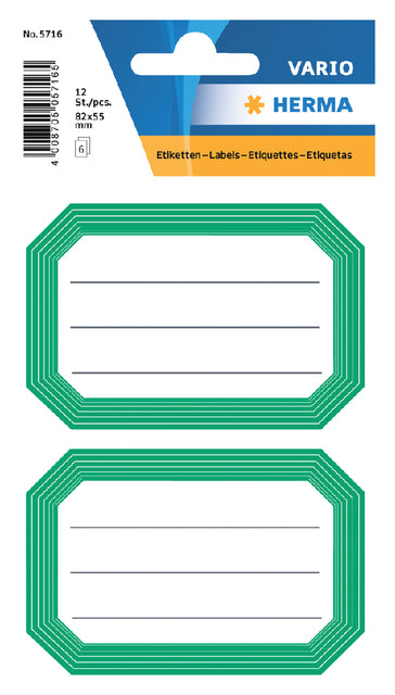 Herma 5716 Etikett 82x55mm Skript Green Edge 12 Teile