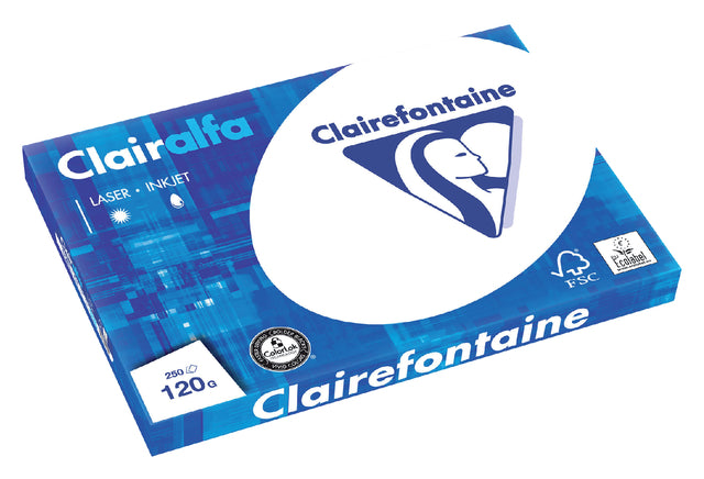 Kopieren Sie Papier Clairefontaine Clairalfa A3 120gr White 250vel | 5 Stücke