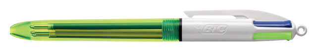 Kugelschreiber Bic 4 Farben m Fluorgelb | Umkarton mit 12 Stück
