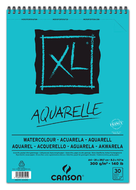 Aquarellblock Canson XL A4 30V 300gr Spiral | 5 Stücke
