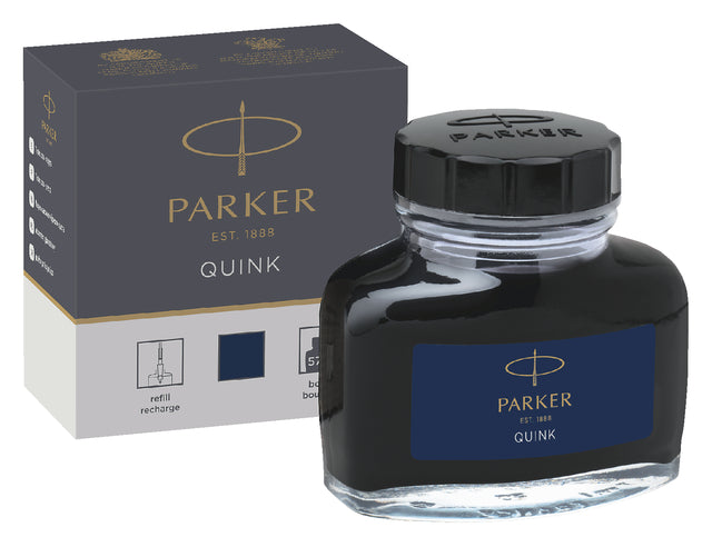 Füllfederhalterkarton Parker Quink permanent 57ml blau/schwarz | 12 Stücke