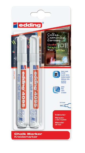 Chalkstift Edding 4095 um weiße 2-3mm Blister 2-Pieces