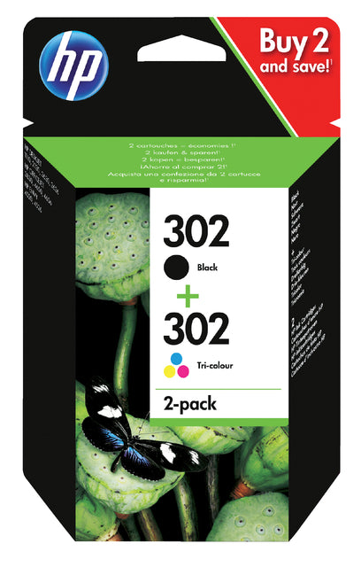 Tintenpatrone HP X4D37AE 302 Schwarz+Farbe