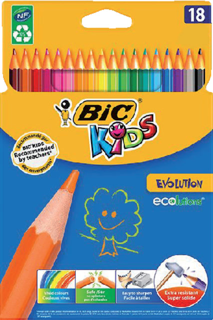Farbige Stifte BIC Kids Evolution Ecolutions ASS Blister bei 18. | 24 Stücke