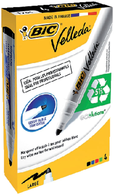 Filz -Tip Pen BIC 1704 Whiteboard um Assorti 1,4 mm Set à 4st