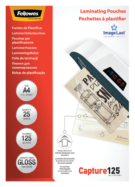 Lamining Cover Fellowes A4 2x125Micron 25 Teile