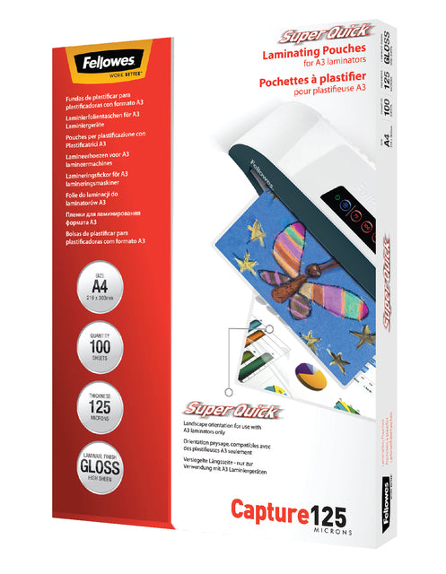 Lamining Cover Fellowes A4 Superquick 2x125Micron 100 -Pieces