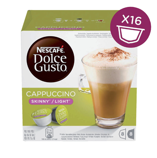 Kaffeetassen Dolce Gusto Cappuccino Light 16 Stück 8 Tassen | Schachtel mit 16 Köpfen | 3 Stück