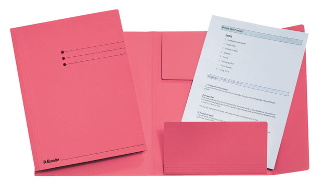 Dossier Ordner Esselte Folio 3 Ventile Manilla 275gr rosa