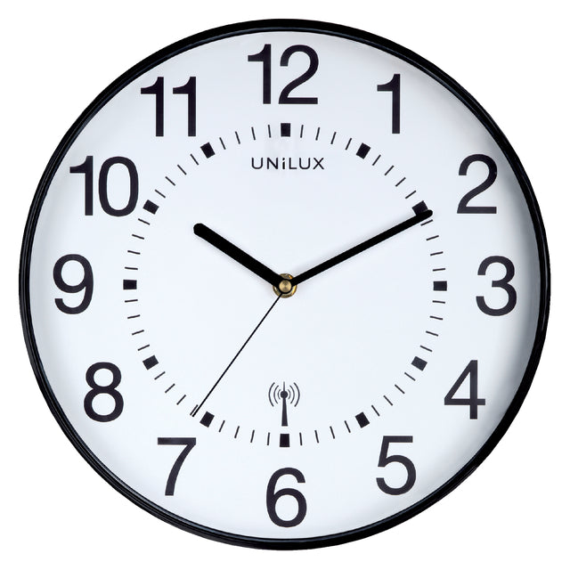 Wanduhr Unilux Wave Radio kontrolliert Ø30cm schwarz/weiß