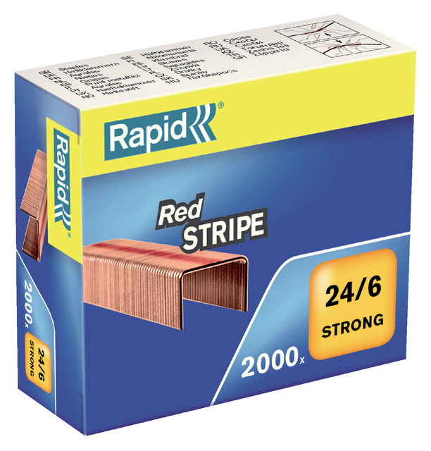 Staplid 24/6 Verkäufer Red Stripe 2000st | Schnapp dir ein 2000 -Stück