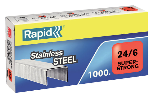 Heftklammern Rapid 24/6 Edelstahl superstark 1000 Stück | Karton mit 1000 Stück