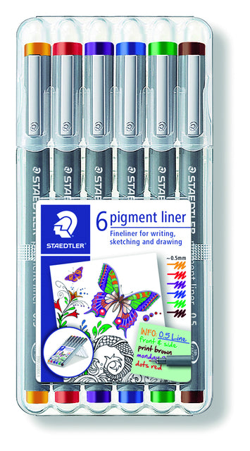 Fineliner Staedtler Pigment 308 Assorti 0,5 mm Set à 6st Asorti