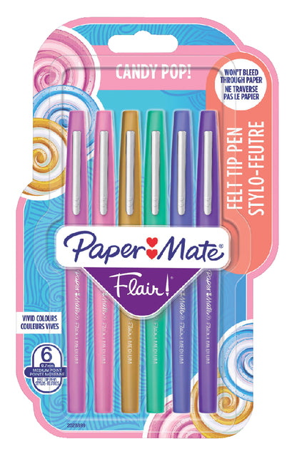 Fineliner Paper Mate Flair Candypop Assorti 1,0 mm Blister de 6 pièces
