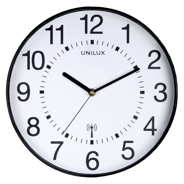 Wanduhr Unilux Maxi Radio kontrolliert Ø37,5 cm Schwarz/Weiß