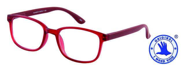 Lesebrille +3.00 Regenbogen dunkelrot