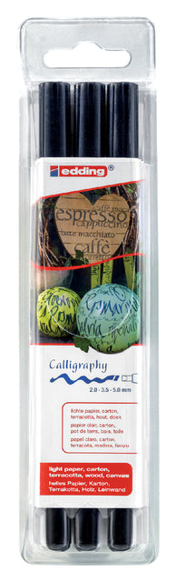 Kalligraphie EDDing 1255 Black 3 Line Diktes Blister bis 3st