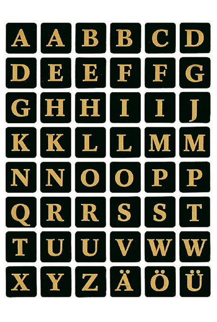 Label Herma 4130 13x13mm Buchstaben A-Z Black Op Gold
