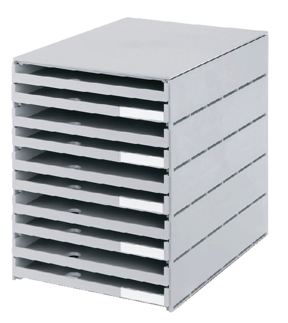 Schubladenbox Styroval 10ldn grau offen | 1 Stück