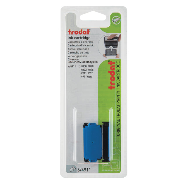 TRODAT - Ersatzkissen blau, für Stempel 4911/4820/4822/4846, Blister mit 2 Teilen