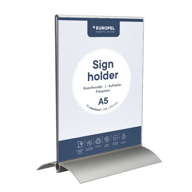 Europel - Kartenhalter A5 T -Standard Acryl Alu | 10 Stücke