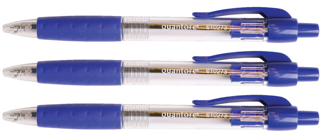 Quantore - Kugelschreien Gummi -Griff -Druckknopf Blau