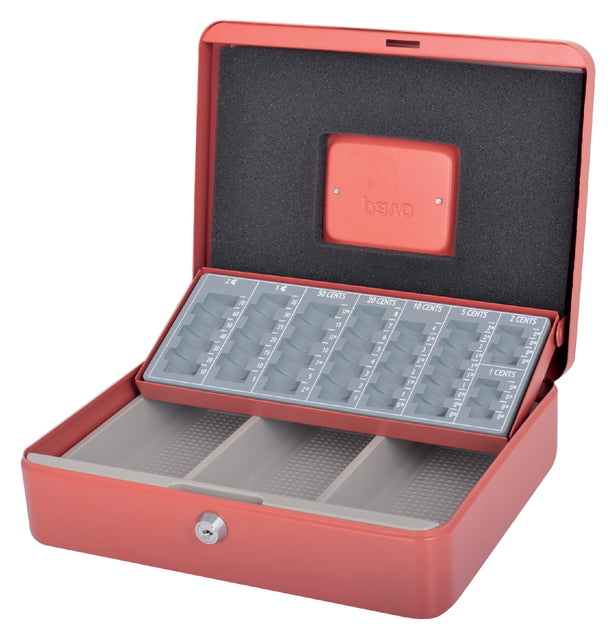 Pavo - Geldbox mit Münzsortierbehälter 300x240x90mm rot