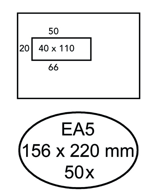 Hermes - Umschlagfenster EA5 VL ZK 80GR 50ST | 10 Stücke