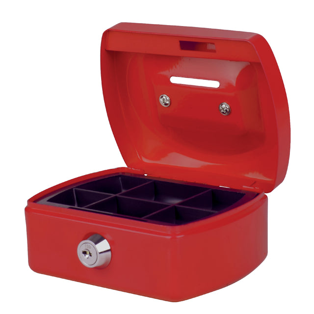 Pavo - Geldbox mit Minzschlitz 125x95x60mm rot