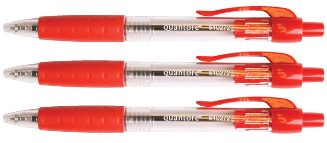 Quantore - Kugelschreien Gummi -Griff -Druckknopf rot