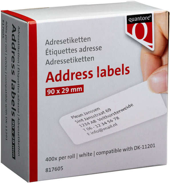 Quantore - Etikettenbezeichnung DK -11201 29mmx90mm Adresse WT | 20 Stücke