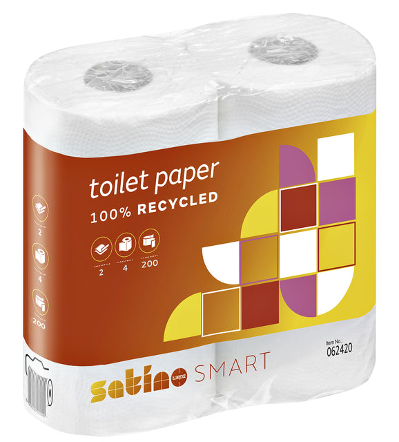 Satino von WEPA - Toilettenpapier Satino Mt1 Smart 2LAARTS 200 Blatt Weiß | 16 Stücke