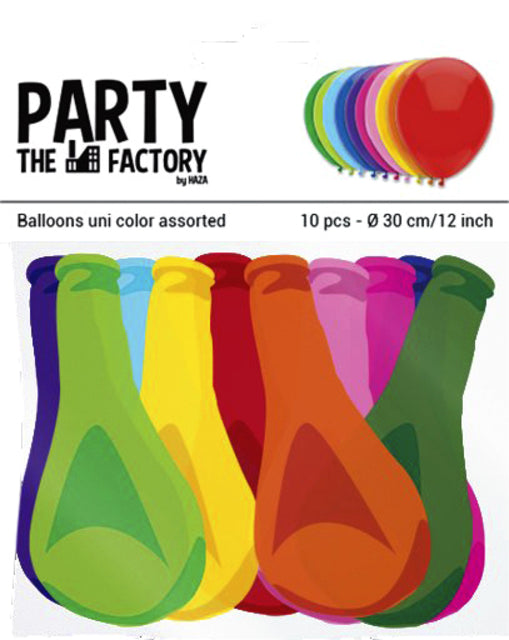 Haza - Ballon Uni 30 cm 10 Stück Assorti | 5 Stücke