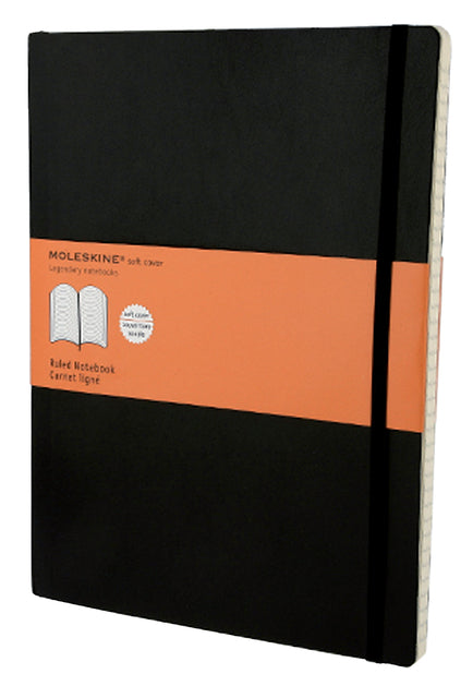 Moleskine - Notizbuch, ft 19 x 25 cm, ausgekleidet, flexible Abdeckung, 192 Blätter, schwarz