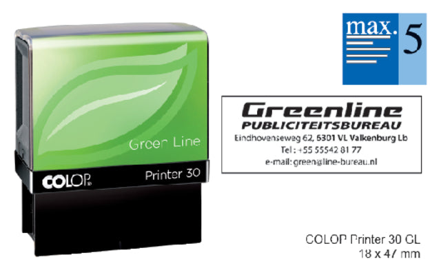 Colop - Textstempel 30 Green Line Personalisierbar 5 Regeln 47x18mm