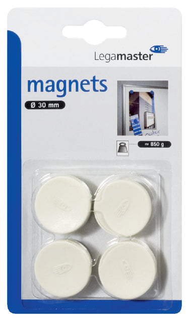 Legamaster - Magnet 30 mm 850gr Weiß 4 Stücke