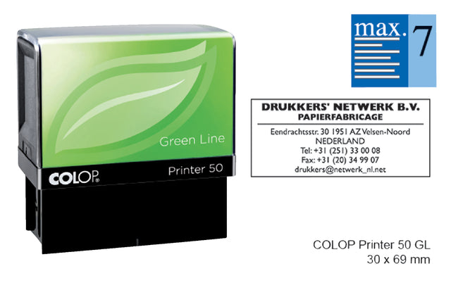 Colop - Textstempel 50 Green Line Personalisierbar 7 Regeln 69x30 mm