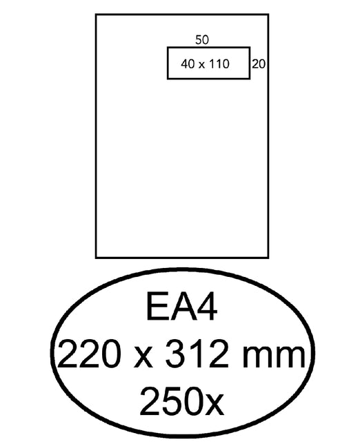 Hermes - Umschlag Tat EA4 220x312 VR ZK 250st Weiß