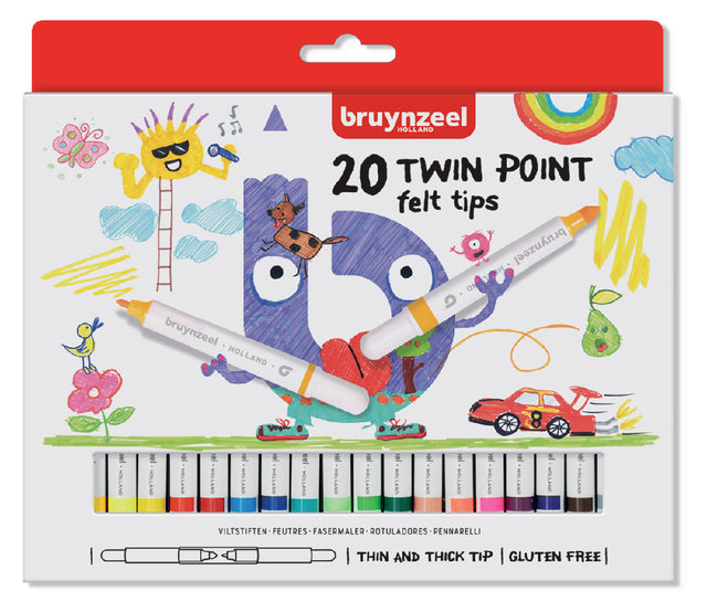 Bruynzeel - Filz - Stift Kids Twin Point 20 Farben | 6 Stücke
