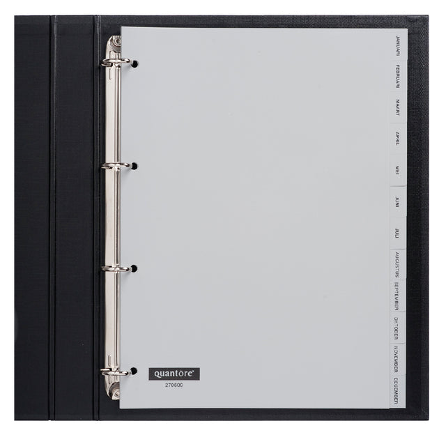 Quantore - Tab A4 4Rings PP Jan -Dec Gray | 10 Stücke